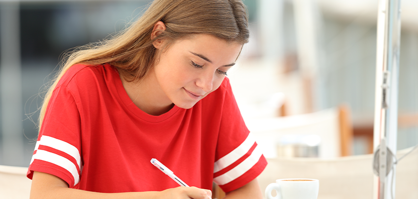 Female student working on schoolwork