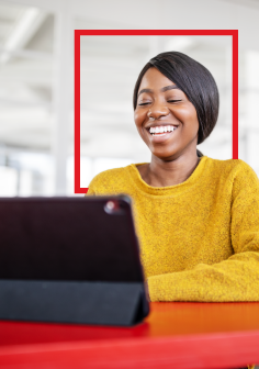 Female student using tablet Female student using tablet