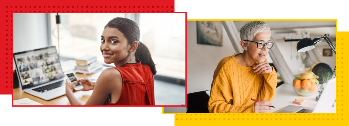 Female student learning online, female instructor teaching online. Female student learning online, female instructor teaching online.