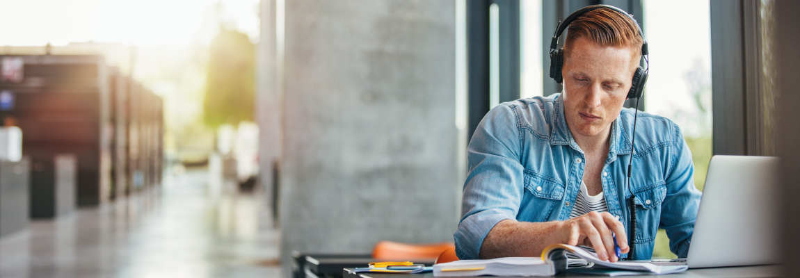 Male Student Studying