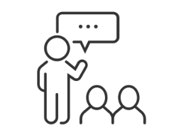 Line icon outline of a figure speaking to an audience Line icon outline of a figure speaking to an audience