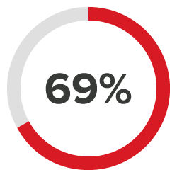 Image of pie graph representing 69%