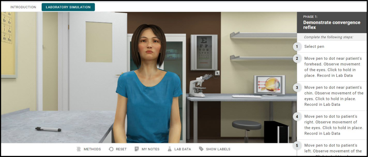 Medical assisting interface in Virtual Labs 