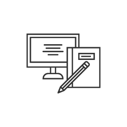 Desktop icon and textbook icon Desktop icon and textbook icon